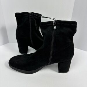 NEW W/O Box Womens Size 8 American Exchange Black Suede Booties Ankle Zip Boots